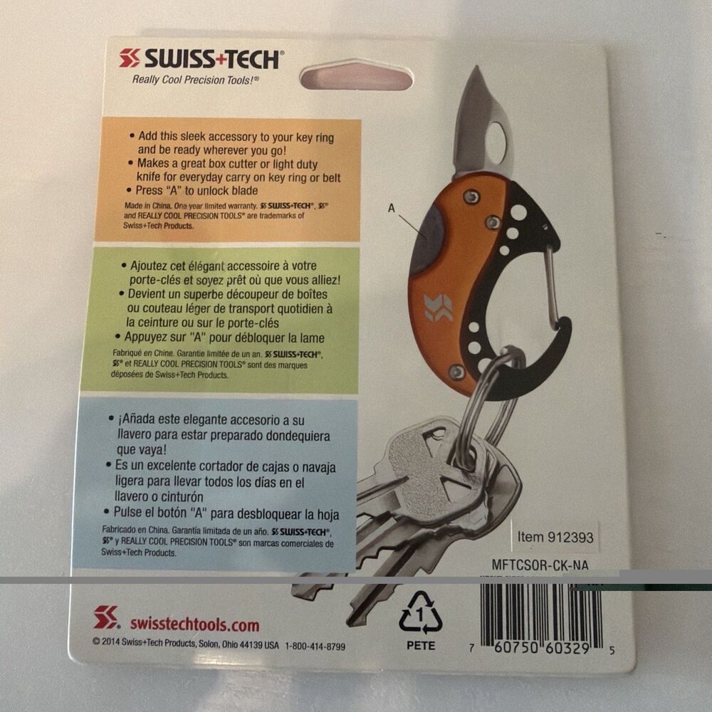 Swiss+Tech Locking Knife Carabiner Key Chain - Picture 2 of 2